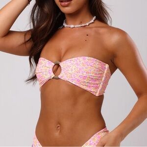 NWT Kulanikini Pink Bandeau Bikini Top